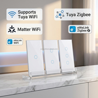Interrupteur intelligent Zigbee sans neutre avec prise en charge SAA Australie, Tuya, Alexa, Google Assistant, 1/2/3/4 gangs, 2 voies, panneau tactile en verre