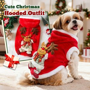 Costume de Noël pour chien, sweat à capuche en velours, motif renne, vêtements chauds d'hiver pour animaux de compagnie, motif animal mignon pour petits chiens - Product Image 3