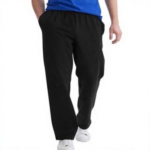 Pantalon de survêtement noir premium pour homme, coupe droite, taille élastique, taille mi-haute, décontracté et sportif - Product Image 1