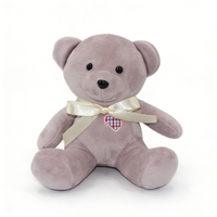 Ours en peluche gris personnalisé, ours en peluche gris doux avec nœud, cadeau pour la Saint-Valentin, ours en peluche gris avec patch cœur