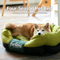 Lit pour animaux de compagnie moderne et écologique avec coussin amovible facile à nettoyer, imprimé carré pour chiens et chats de petite et moyenne taille