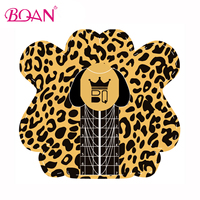 BQAN Nouveau Lot de 500 Formes à Ongles en Aluminium Réutilisables à Motif Léopard, Étiquette Privée, Double Forme pour Nail Art