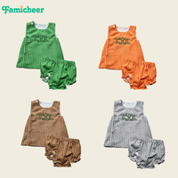 Ensemble de vêtements pour bébé fille personnalisé avec monogramme brodé, 2 pièces, sans manches, avec bloomers, en coton, pour nourrissons et tout-petits