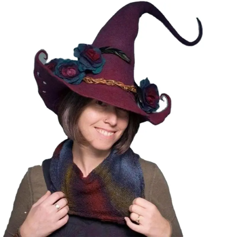 Chapeaux de sorcière en feutre pour fête de pâques, accessoires chauds d'automne pour femmes