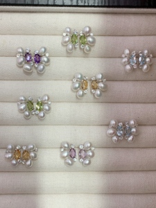 Unique Artistic Original Design S925 Sterling <b>Silver</b> <b>Stud</b> <b>Earrings</b> With Luster Freshwater Keshi Baroque Pearls Inlaid Shiny - Product Image 5