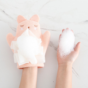 <span class=keywords><strong>Gant</strong></span> de <span class=keywords><strong>bain</strong></span> Double face pour bébé, adorable lapin, doux et agréable pour la peau - Product Image 2