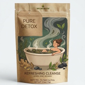 Coffret cadeau de bain détoxifiant MICRO BATH avec sel d'Epsom, racine de gingembre, feuilles de romarin et feuilles de thé, trempage botanique pour spa et récupération - Product Image 1