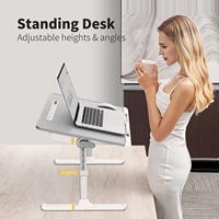 Table de chevet pliable en cuir pu pour ordinateur, multi-fonction, réglable, pliable, portable, avec tiroirs