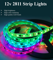 Bande LED adressable DC 12V WS2811B, éclairage en corde de 5m, 30 LED, 60 LED, 5050 RGB, largeur 10mm, bandes LED intelligentes RGBIC pour discothèque