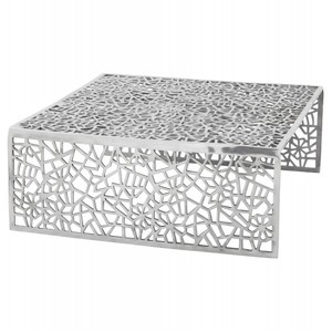 Table basse moderne en métal avec design géométrique en treillis, meuble de salon contemporain, pièce d'appoint décorative - Product Image 1