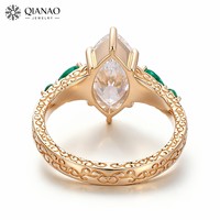 Bague de fiançailles en or jaune massif 14 carats avec diamant de laboratoire taille marquise 2 carats, filigrane sculpté vintage, certifié IGI