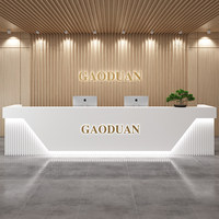 Comptoir de réception de luxe haut de gamme en MDF QT-216X avec rangement pour hôtel, entreprise, bar, salon de beauté - Mobilier commercial
