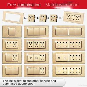 Ensamblaje de panel dorado para tomacorriente de pared estándar americano, tomacorriente de pared de 6 pines, interruptor de luz eléctrico - Product Image 5