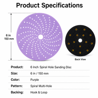 Disques abrasifs violets de 6 pouces (150 mm) à marque privée, multi-trous, auto-agrippants, pour l'automobile