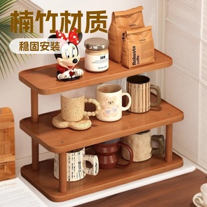 Tea <b>Storage</b> Rack 3 Tier Wooden Desktop Organizer For <b>Kitchen</b> Cup Holder Display Shelf - Product Image 1