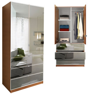 Set Camera da Letto su Misura di Piccole Dimensioni con Armadi e Guardaroba Marrone - Product Image 3