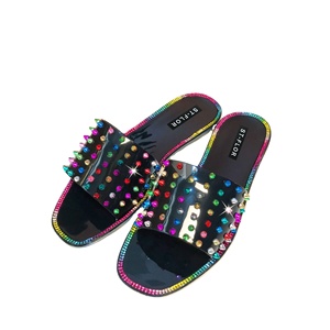 Zapatos <span class=keywords><strong>de</strong></span> mujer hermosa elegante mujer plana <span class=keywords><strong>de</strong></span> PVC verano comodidad sandalia - Product Image 1