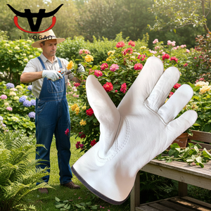 Goatskin-Guantes Blancos de cuero para conducir, guantes de trabajo para hombre - Product Image 1