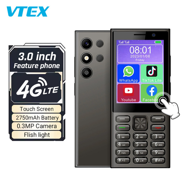3.0 " 4G Android 11 MT6739WA CPU Touch Screen Feature Smart Phone 1GB RAM 8GB ROM 2750mAh Big Battery TYPE-C Feature Phone