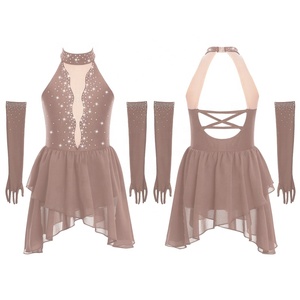 Robe de danse lyrique pour filles de 6 à 16 ans avec gants, pour la danse moderne, le patinage artistique, les compétitions, les cours et les spectacles sur scène - Product Image 3