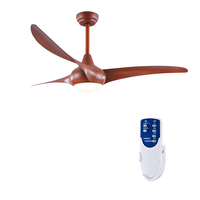 Nouveau design de ventilateurs de plafond décoratifs silencieux à 3 pales en ABS marron, ventilateurs de plafond antiques pour restaurant