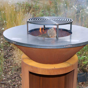 Barbecue extérieur en acier corten moderne pour jardin, foyer à bois, grilles pour cuisiner - Product Image 2