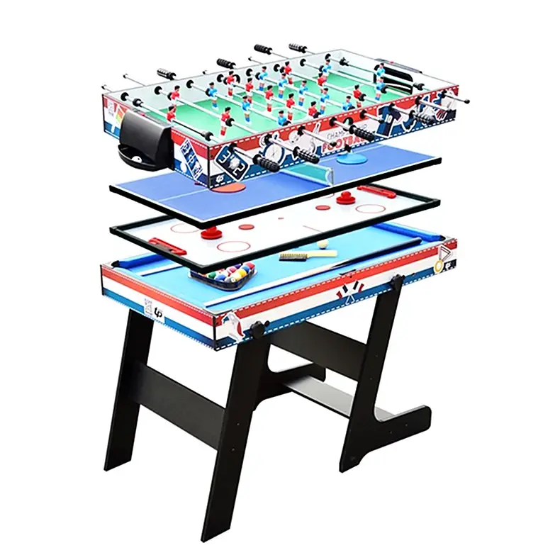 Jogo de mesa dobrável 4 em 1, venda no atacado de fábrica, dobrável, 48 polegadas, mesa de combo com bilhar de futebol, hóquei, mesa, jogo de bola