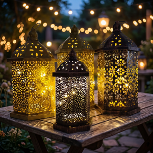 Lanterne à vent marocaine vintage en fer forgé, écologique, décorative, pour Noël, en métal ajouré, pour bougies, lumières musulmanes, décoration intérieure, cadeau - Product Image 4
