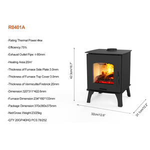 Poêle à bois miniature 4KW, chauffage d'intérieur, poêle à bois sans fumée, petit poêle à bois pour camping-car, cabane, entrepôt, tente - Product Image 3