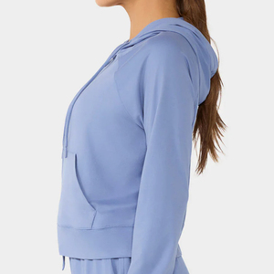 <span class=keywords><strong>Felpa</strong></span> Sportiva da Donna Personalizzata OEM <span class=keywords><strong>con</strong></span> Logo, <span class=keywords><strong>Zip</strong></span> e Coulisse, Crop Top <span class=keywords><strong>in</strong></span> <span class=keywords><strong>Pile</strong></span> Leggero ad Asciugatura Rapida per Palestra - Product Image 4