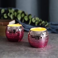 Lot de 6 bougeoirs photophore en verre pour mariage rose argent dégradé boule Disco pour Ramadan Noël Bar Restaurant Home Decor