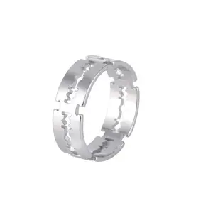 wholesale fashion stainless steel goth razor blade charm shape finger ring unisex China manufacturer Supplier Wholesale price