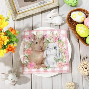 Serviettes <span class=keywords><strong>en</strong></span> <span class=keywords><strong>papier</strong></span> de Pâques Lapin Fleur Serviettes à déjeuner Serviettes à dîner pour les fournitures de fête de vacances de printemps - Product Image 2