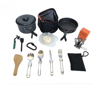 PINJIAN Factory Price Portable Folding <strong>Camping</strong> Pot <strong>Camping</strong> Cookware <strong>Set</strong> Outdoor <strong>Cooking</strong> <strong>Set</strong> - Product Image 1