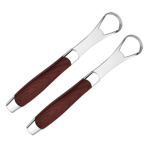 Stainless steel wood grain tongue scraper, tongue cleaner, tongue scraper, tongue brush, oral cleaning tool - Product Image 3