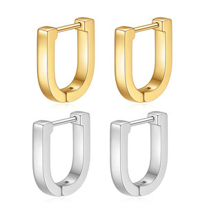 U Shape Stainless Steel <b>Stud</b> <b>Earrings</b> 10Mm Geometric Fashion Ear Jewelry For Women Gold And Silver Color - Product Image 1