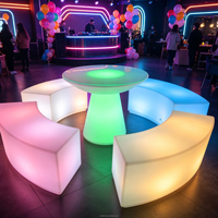 Meubles de bar lumineux à LED solaires pour café, restaurant, salon de thé, canapé, banquette, table, chaise, ensemble de meubles de bar lumineux