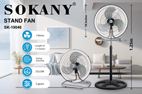 Ventilateur sur pied industriel SOKANY 19047 trois-en-un à forte puissance, oscillant verticalement, de 18 pouces, conçu pour