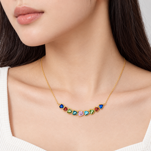 สร้อยคอรูปหัวใจหลากสี สแตนเลสสตีล ชุบทอง 14K แบบสุญญากาศ ประดับด้วยเพชรคิวบิกเซอร์โคเนีย - Product Image 5