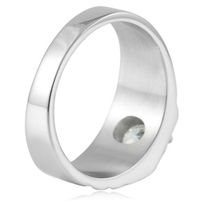 yunnique Fashion <b>Rings</b> Stainless Steel Geometric Design Prong Setting Unisex Jewelry Gift <b>Silver</b> White Stone - Product Image 4