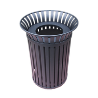 Poubelle ronde en métal résistante aux intempéries pour extérieur, poubelle de rue de 32 gallons, poubelle à déchets commerciale en acier