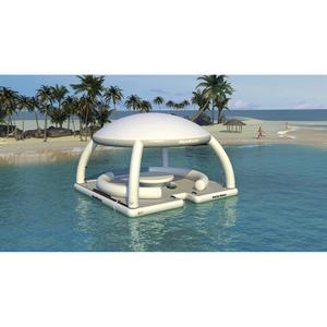 Área de relaxamento inflável mais durável na água, baralho inflável flutuante do parque aquático descanso ilha com sombra barraca - Product Image 6