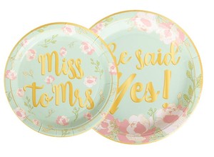 Factory Direct 9" <b>Disposable</b> Paper <b>Plates</b> for Wedding Party Occasions-'She Said Yes' Feature - Product Image 2