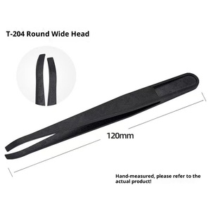 Black <strong>Plastic</strong> Carbon Fiber Tweezers Elastic Gripping Tool Multi-Specification Flat/Pointed/Bent Heads Blow <strong>Molding</strong> <strong>T</strong>-201-T208 - Product Image 5
