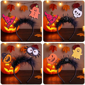 Diadema <span class=keywords><strong>de</strong></span> Halloween <span class=keywords><strong>de</strong></span> estilo europeo-americano para mujer, <span class=keywords><strong>con</strong></span> sombrero <span class=keywords><strong>de</strong></span> <span class=keywords><strong>bruja</strong></span> <span class=keywords><strong>de</strong></span> dibujos animados, fantasma, araña, <span class=keywords><strong>plumas</strong></span> y peluche, ¡gran éxito transfronterizo! - Product Image 6