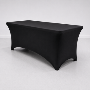 4ft 6ft 8ft Custom Logo Polyester Stretch Tablecloth Spandex Elastic Fitted <b>Table</b> <b>Cover</b> Banquet Wedding <b>Table</b> Cloths for Events - Product Image 1