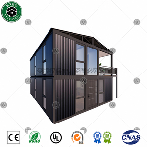 Villa préfabriquée en métal ondulé noir à 2 étages, maison modulaire préfabriquée moderne avec escalier extérieur et balcon, Multi-B - Product Image 3