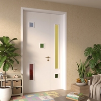 Armoire en bois massif avec portes vitrées à double battant, couleur blanc, pour chambre à coucher, placard, salle de jeux pour enfants, porte intérieure à assembler