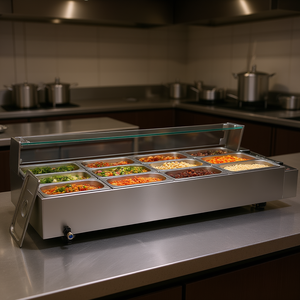 Scaldavivande Elettrico Commerciale da Banco 12*5Qt con Vetro Protettivo, Attrezzatura per Mantenere il Calore - Product Image 2