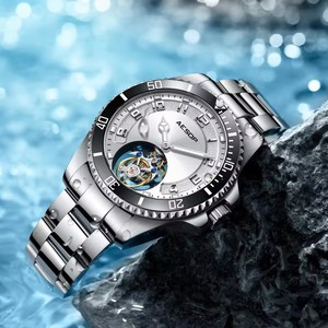 ดรอปชิปปิ้ง นาฬิกาดำน้ำอัตโนมัติแบบใหม่ Flying Tourbillon โครงสร้างเปลือย หรูหรา หน้าปัดแซฟไฟร์ สแตนเลสสตีล 10BAR สำหรับทั้งชายและหญิง - Product Image 4